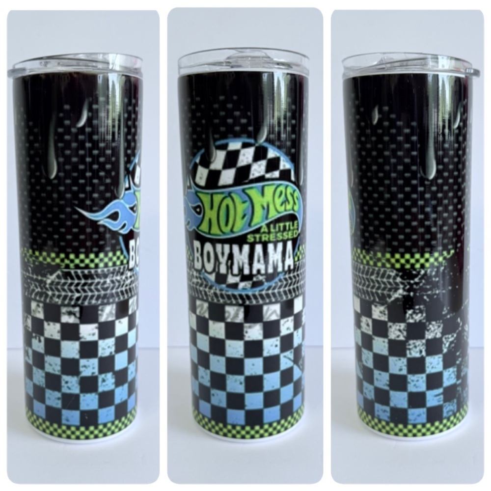 Hot Mess Boy Mama 20oz Skinny Sublimation Tumbler